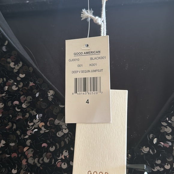 NWT Good American black sequined jumpsuit back zip - Picture 6 of 6